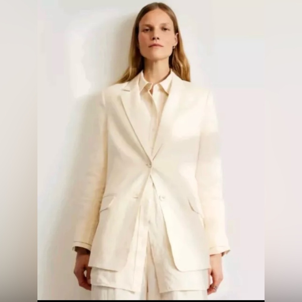 NWT !!Everlane The Oversized Cotton‎ Linen Blazer  In Canavas Size 00.
